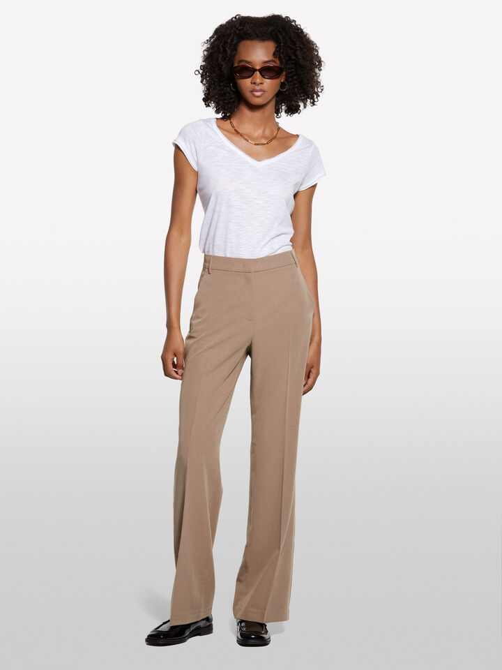 T-shirt scollo a V bianca - t-shirt a manica corta da donna - Bianco | Sisley image number 1